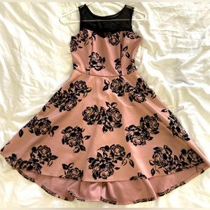 Three Pink Hearts Dusty Rose Black Gold Shimmer High Low Dress Size (Juniors) S